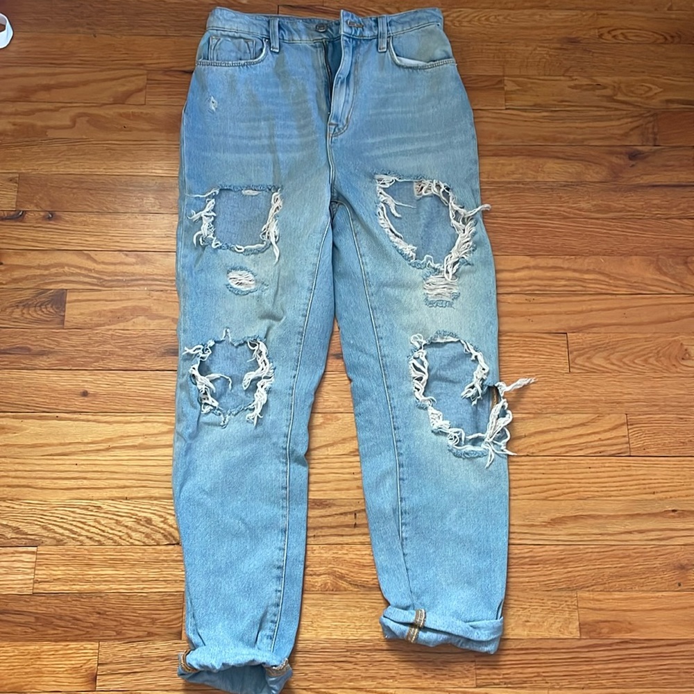 BDG mom high rise light wash distressed jeans